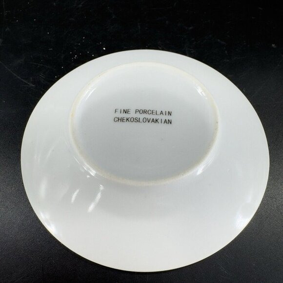 Vintage CHEKOSLOVAKIAN Fine Porcelain Motif Teacup And Saucer Czechoslovakia Set - Picture 10 of 16